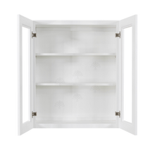 Load image into Gallery viewer, Lancaster Shaker White Wall Mullion Door Cabinet 2 Doors 2 Adjustable Shelves Glass not Included