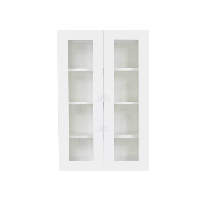 Lancaster Shaker White Wall Mullion Door Cabinet 2 Doors 3 Adjustable Shelves Glass not Included