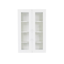 Load image into Gallery viewer, Lancaster Shaker White Wall Mullion Door Cabinet 2 Doors 3 Adjustable Shelves Glass not Included