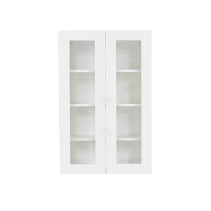 Lancaster Shaker White Wall Mullion Door Cabinet 2 Doors 3 Adjustable Shelves Glass not Included