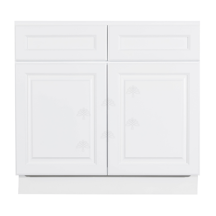 Newport White Base Cabinet 2 Drawers 2 Doors 1 Adjustable Shelf