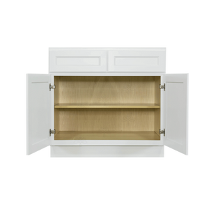 Newport White Base Cabinet 2 Drawers 2 Doors 1 Adjustable Shelf