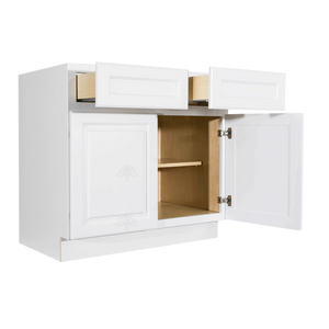 Newport White Base Cabinet 2 Drawers 2 Doors 1 Adjustable Shelf