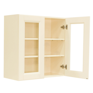 Oxford Wall Mullion Door Cabinet 2 Doors 2 Adjustable Shelves 30 Inch Height Glass Not Included