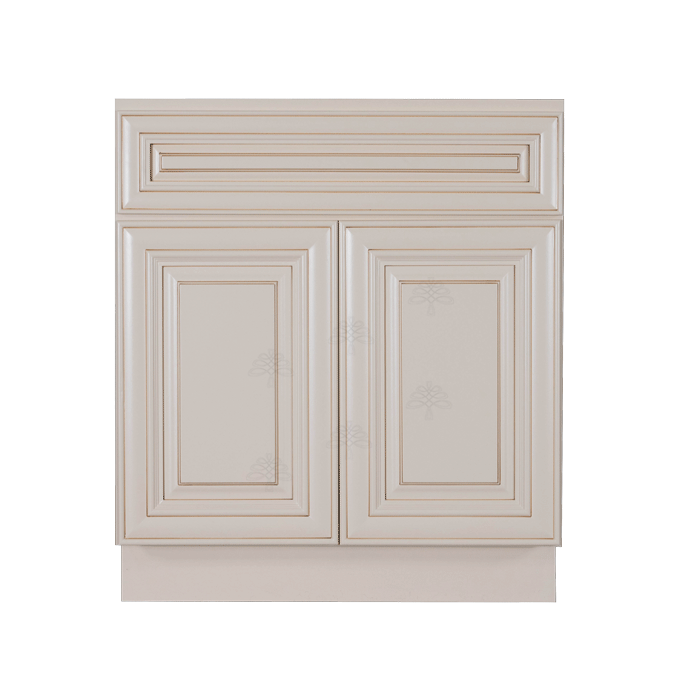 Princeton Creamy White Glazed Base Cabinet 1 Drawer 2 Doors 1 Adjustable Shelf