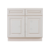 Load image into Gallery viewer, Princeton Creamy White Glazed Base Cabinet 2 Drawers 2 Doors 1 Adjustable Shelf