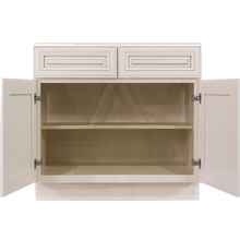 Load image into Gallery viewer, Princeton Creamy White Glazed Base Cabinet 2 Drawers 2 Doors 1 Adjustable Shelf