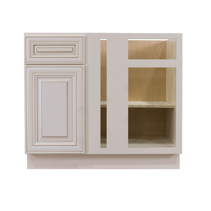 Princeton Creamy White Glazed Base Blind Corner Cabinet 1 Drawer 1 Door