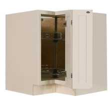 Load image into Gallery viewer, Princeton Creamy White Glazed Lazy Susan Base Cabinet 2 Full Height Folding Doors