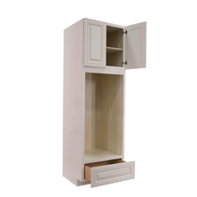 Load image into Gallery viewer, Princeton Creamy White Glazed Tall Double Oven Cabinet 2 Upper Doors and 1 Lower Drawer