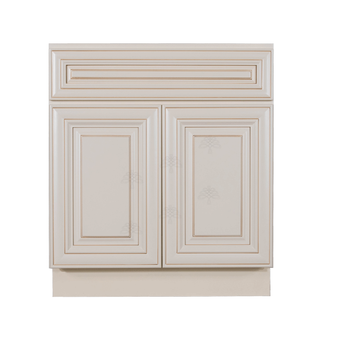 Princeton Creamy White Glazed Sink Base Cabinet 1 Dummy Drawer 2 Doors