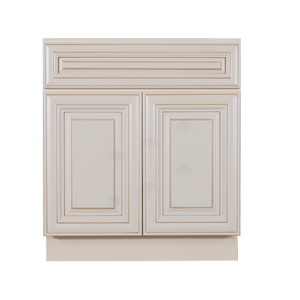 Princeton Creamy White Glazed Sink Base Cabinet 1 Dummy Drawer 2 Doors