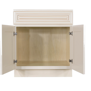 Princeton Creamy White Glazed Sink Base Cabinet 1 Dummy Drawer 2 Doors