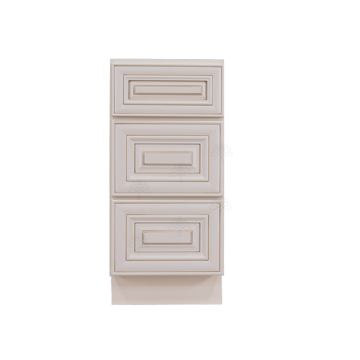 Princeton Creamy White Glazed Vanity Drawer Base Cabinet 3 Drawers