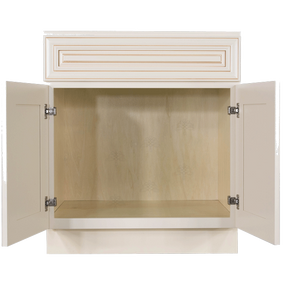Princeton Creamy White Glazed Vanity Sink Base Cabinet 1 Dummy Drawer 2 Doors