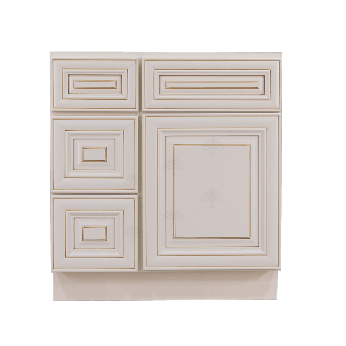 Princeton Creamy White Glazed Vanity Sink Base Cabinet 1 Dummy Drawer 1 Door (Left)