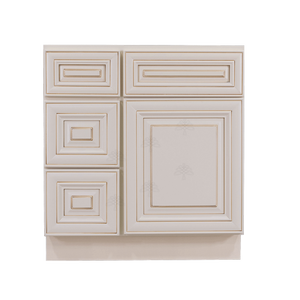 Princeton Creamy White Glazed Vanity Sink Base Cabinet 1 Dummy Drawer 1 Door (Left)
