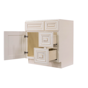 Princeton Creamy White Glazed Vanity Sink Base Cabinet 1 Dummy Drawer 1 Door (Right)