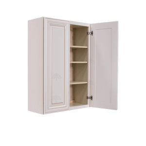 Princeton Creamy White Glazed Wall Cabinet 2 Doors 3 Adjustable Shelves