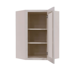 Princeton Creamy White Glazed Wall Diagonal Mullion Door Cabinet 1 Door 2 Adjustable Shelves Glass not Included