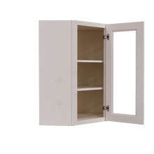 Load image into Gallery viewer, Princeton Creamy White Glazed Wall Diagonal Mullion Door Cabinet 1 Door 2 Adjustable Shelves Glass not Included