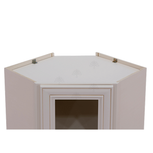 Princeton Creamy White Glazed Wall Diagonal Mullion Door Cabinet 1 Door 2 Adjustable Shelves Glass not Included