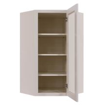 Load image into Gallery viewer, Princeton Creamy White Glazed Wall Diagonal Mullion Door Cabinet 1 Door 3 Adjustable Shelves Glass not Included