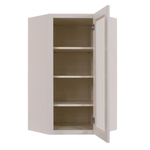 Princeton Creamy White Glazed Wall Diagonal Mullion Door Cabinet 1 Door 3 Adjustable Shelves Glass not Included