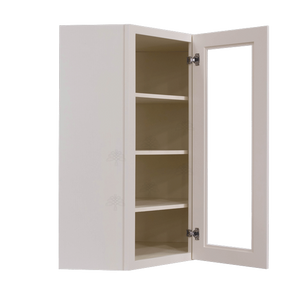 Princeton Creamy White Glazed Wall Diagonal Mullion Door Cabinet 1 Door 3 Adjustable Shelves Glass not Included