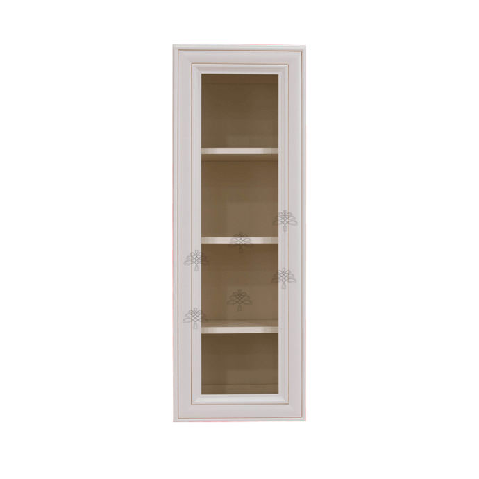 Princeton Creamy White Glazed Wall Mullion Door Cabinet 1 Door 3 Adjustable Shelves Glass not Included