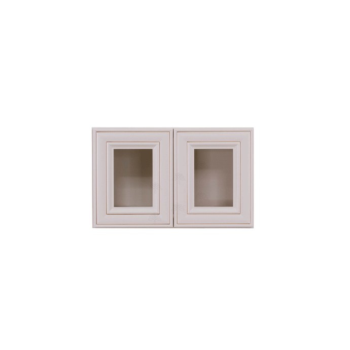 Princeton Creamy White Glazed Wall Mullion Door Cabinet 2 Doors No Shelves Glass not inclued