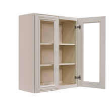 Load image into Gallery viewer, Princeton Creamy White Glazed Wall Mullion Door Cabinet 2 Door 2 Adjustable Shelves Glass not Included