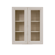 Load image into Gallery viewer, Princeton Creamy White Glazed Wall Mullion Door Cabinet 2 Doors 2 Adjustable Shelves Glass not Included