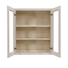Load image into Gallery viewer, Princeton Creamy White Glazed Wall Mullion Door Cabinet 2 Doors 2 Adjustable Shelves Glass not Included