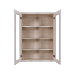 Princeton Creamy White Glazed Wall Mullion Door Cabinet 2 Doors 3 Adjustable Shelves Glass not Included