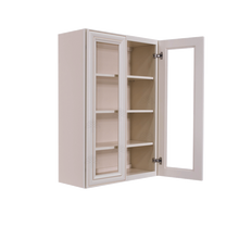 Load image into Gallery viewer, Princeton Creamy White Glazed Wall Mullion Door Cabinet 2 Doors 3 Adjustable Shelves Glass not Included