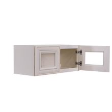 Load image into Gallery viewer, Princeton Creamy White Glazed Wall Mullion Door Cabinet 2 Doors No Shelf Glass Not Included