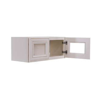 Princeton Creamy White Glazed Wall Mullion Door Cabinet 2 Doors No Shelf Glass Not Included