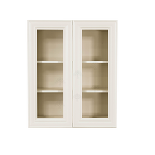 Load image into Gallery viewer, Princeton Off-white Wall Mullion Door Cabinet 2 Doors 2 Adjustable Shelves Glass not Included