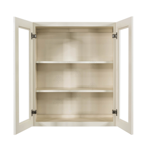 Princeton Off-white Wall Mullion Door Cabinet 2 Doors 2 Adjustable Shelves Glass not Included