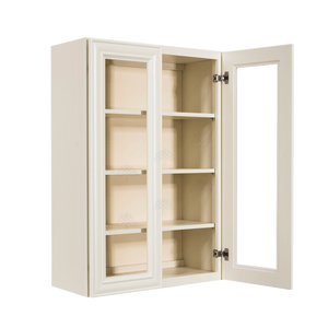 Princeton Off-white Wall Mullion Door Cabinet 2 Doors 3 Adjustable Shelves Glass not Included