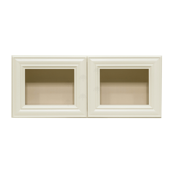 Princeton Off-White Wall Mullion Door Cabinet 2 Doors No Shelf Glass Not Included