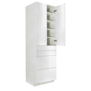 Valencia White Series Finish Pantry Cabinet with Inverted Door and 2 Doors and 4 Drawers