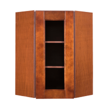 Load image into Gallery viewer, Wurzburg Wall Mullion Door Diagonal Corner Cabinet 1 Door 2 Adjustable Shelves Glass Not Included